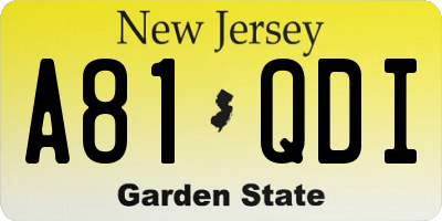 NJ license plate A81QDI