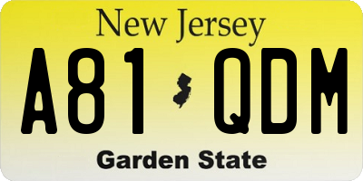 NJ license plate A81QDM