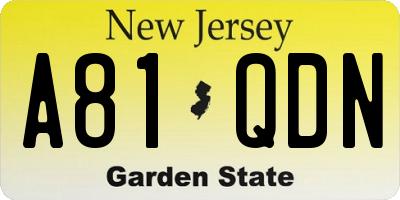 NJ license plate A81QDN