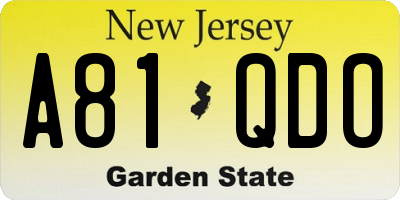 NJ license plate A81QDO