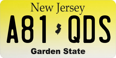 NJ license plate A81QDS