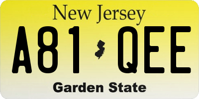 NJ license plate A81QEE