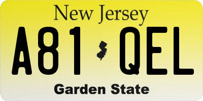 NJ license plate A81QEL