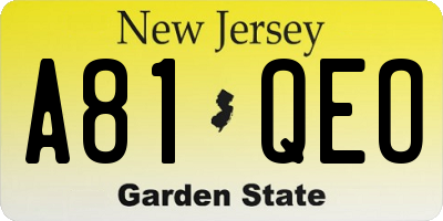 NJ license plate A81QEO