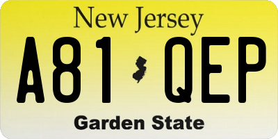 NJ license plate A81QEP