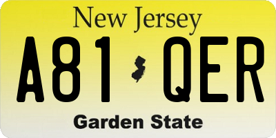 NJ license plate A81QER
