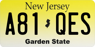 NJ license plate A81QES