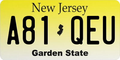 NJ license plate A81QEU
