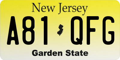 NJ license plate A81QFG
