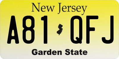 NJ license plate A81QFJ