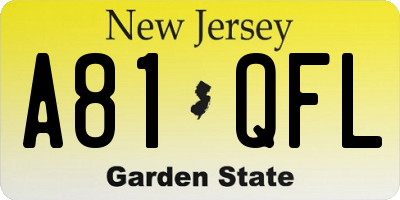 NJ license plate A81QFL