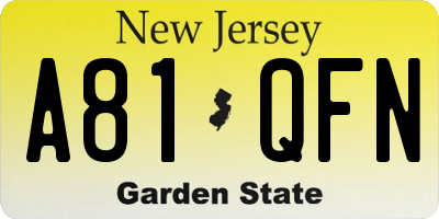 NJ license plate A81QFN