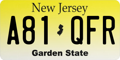 NJ license plate A81QFR