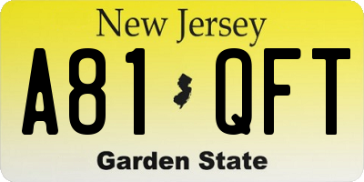 NJ license plate A81QFT