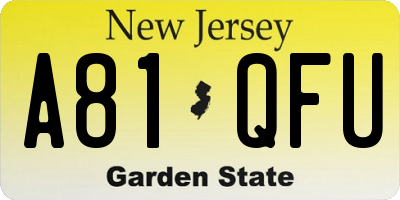 NJ license plate A81QFU