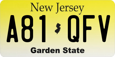 NJ license plate A81QFV