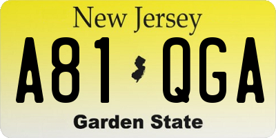 NJ license plate A81QGA