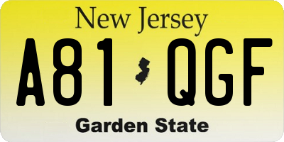 NJ license plate A81QGF