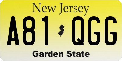 NJ license plate A81QGG