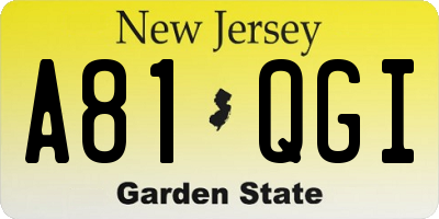 NJ license plate A81QGI