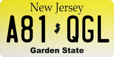 NJ license plate A81QGL