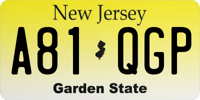 NJ license plate A81QGP