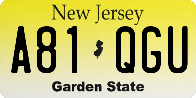 NJ license plate A81QGU