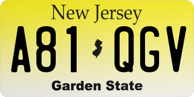 NJ license plate A81QGV