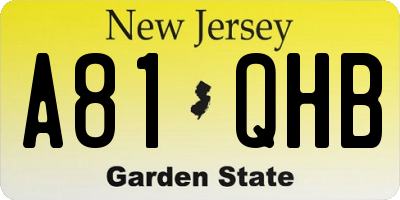 NJ license plate A81QHB