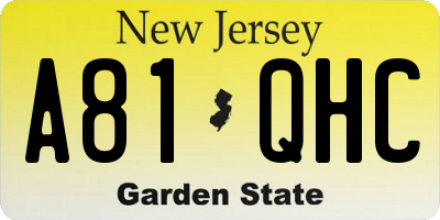 NJ license plate A81QHC
