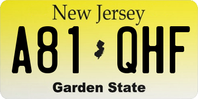 NJ license plate A81QHF