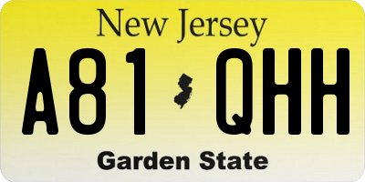 NJ license plate A81QHH