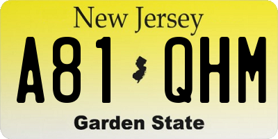 NJ license plate A81QHM