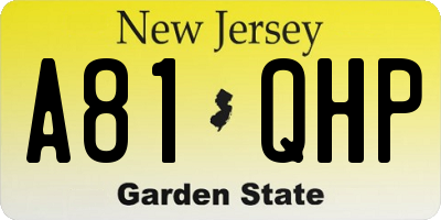 NJ license plate A81QHP