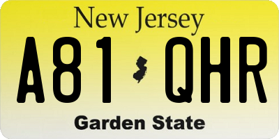 NJ license plate A81QHR
