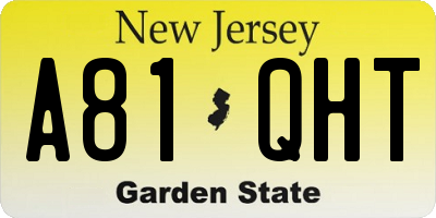 NJ license plate A81QHT