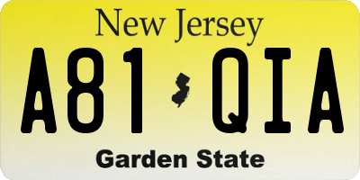 NJ license plate A81QIA