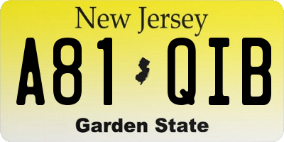 NJ license plate A81QIB