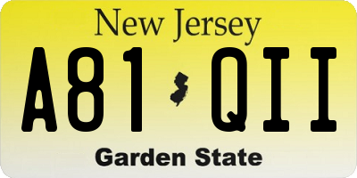 NJ license plate A81QII