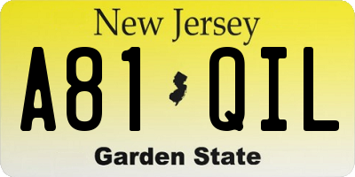 NJ license plate A81QIL