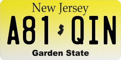 NJ license plate A81QIN