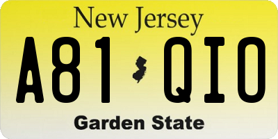 NJ license plate A81QIO