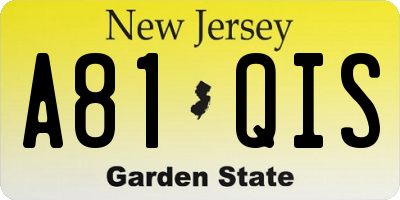 NJ license plate A81QIS
