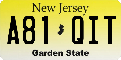 NJ license plate A81QIT