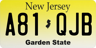 NJ license plate A81QJB