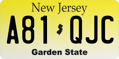 NJ license plate A81QJC