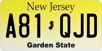 NJ license plate A81QJD
