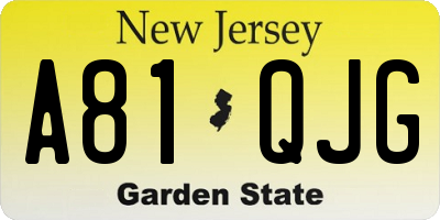 NJ license plate A81QJG