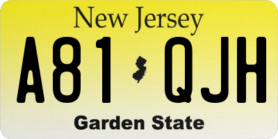 NJ license plate A81QJH