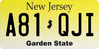 NJ license plate A81QJI
